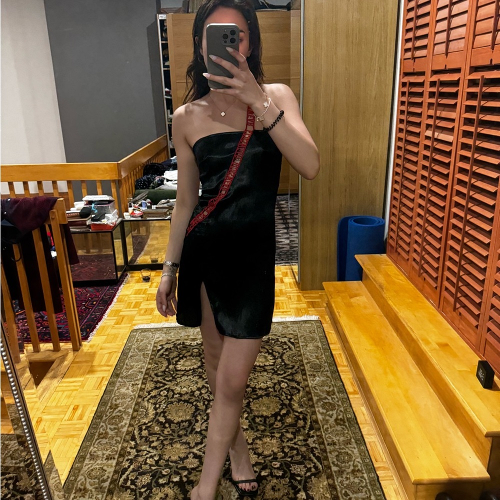 Black Sleeveless Spaghetti Strap Slip Dress
